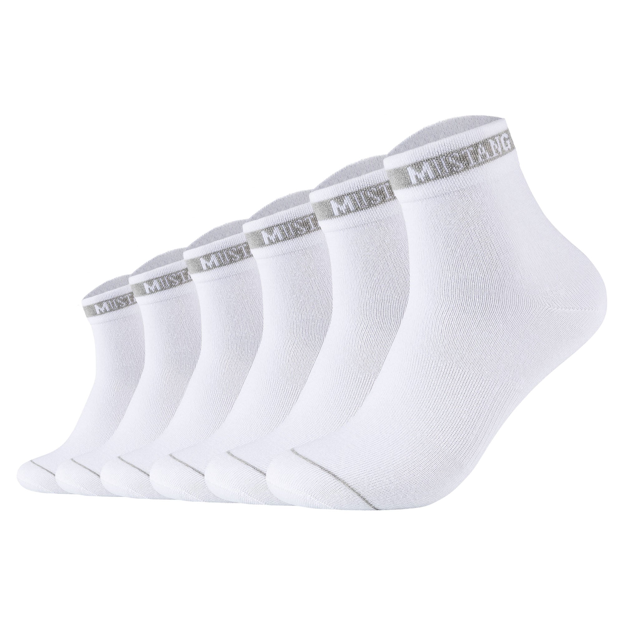 Mustang Herren Quartersocken, 6er Pack - Casual Organic Cotton Quarter, uni