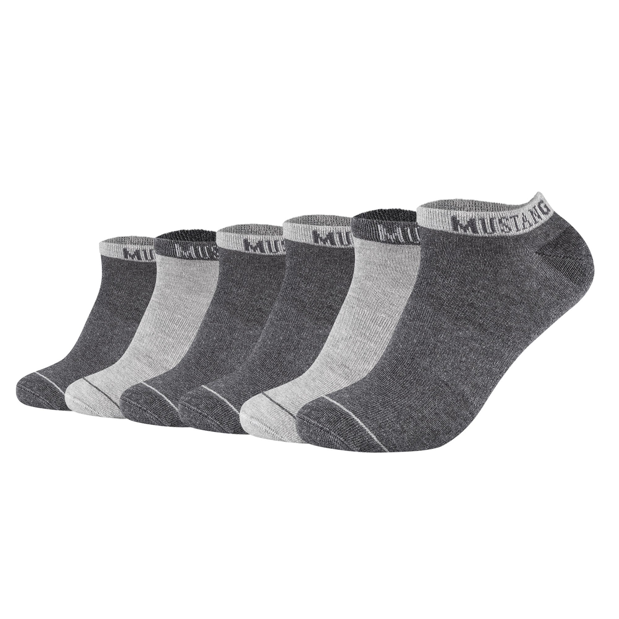 Mustang Herren Sneakersocken, 6er Pack - Casual Organic Cotton Sneaker, uni