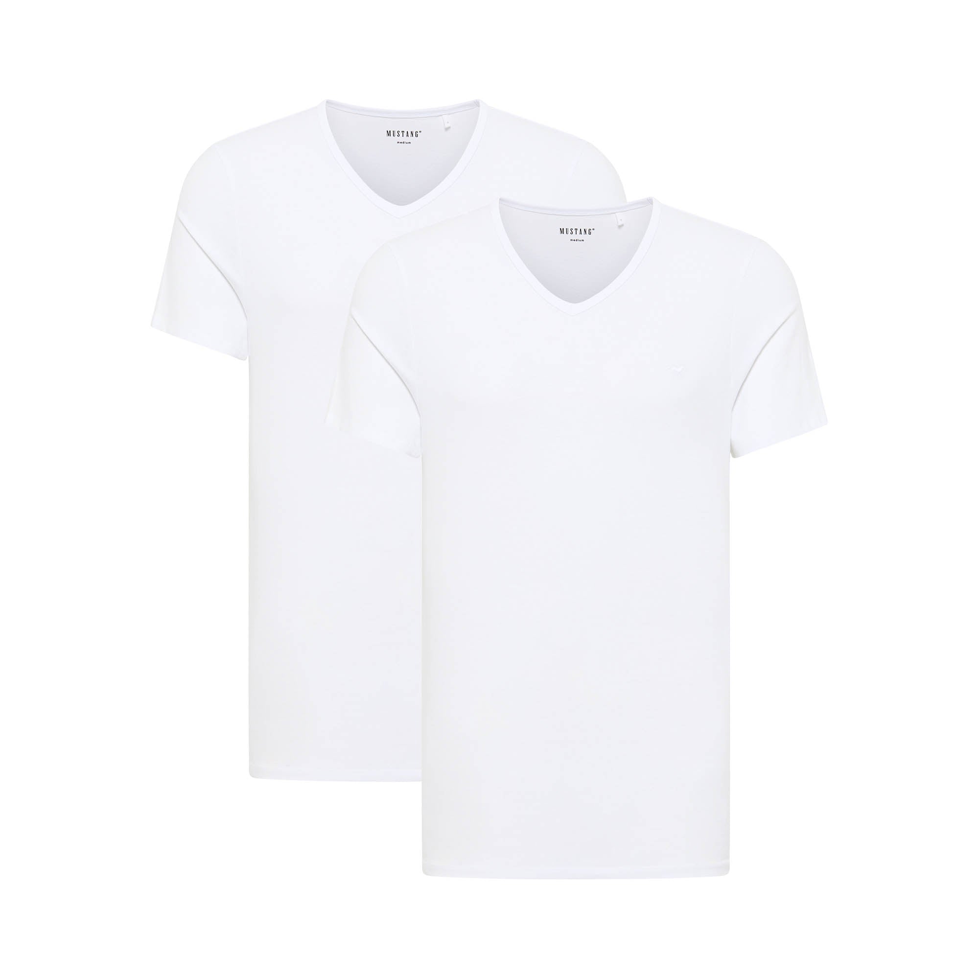 MUSTANG Herren T-Shirts, 2er Pack - Amado, Bio-Baumwolle, Single Jersey, V-Ausschnitt