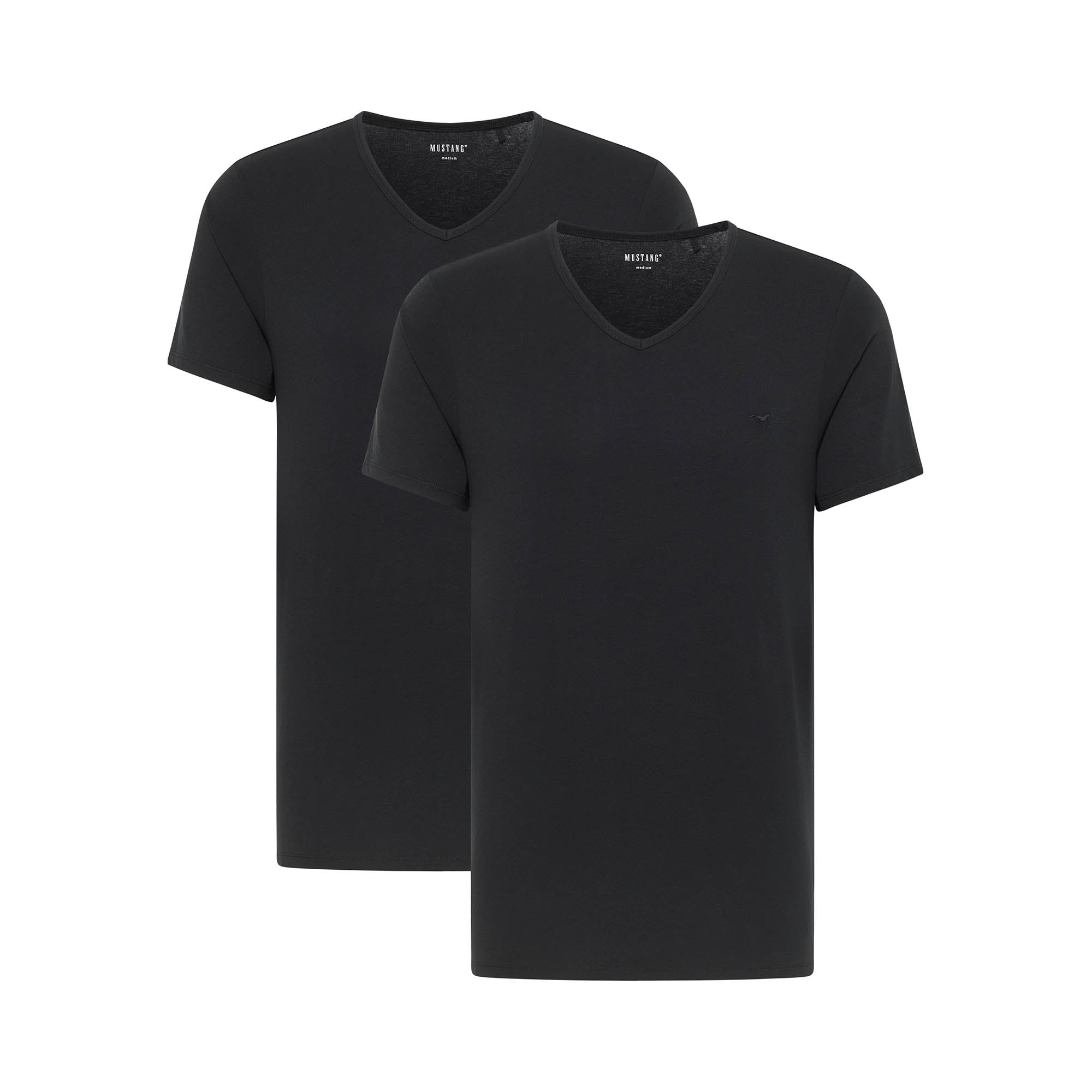 MUSTANG Herren T-Shirts, 2er Pack - Amado, Bio-Baumwolle, Single Jersey, V-Ausschnitt