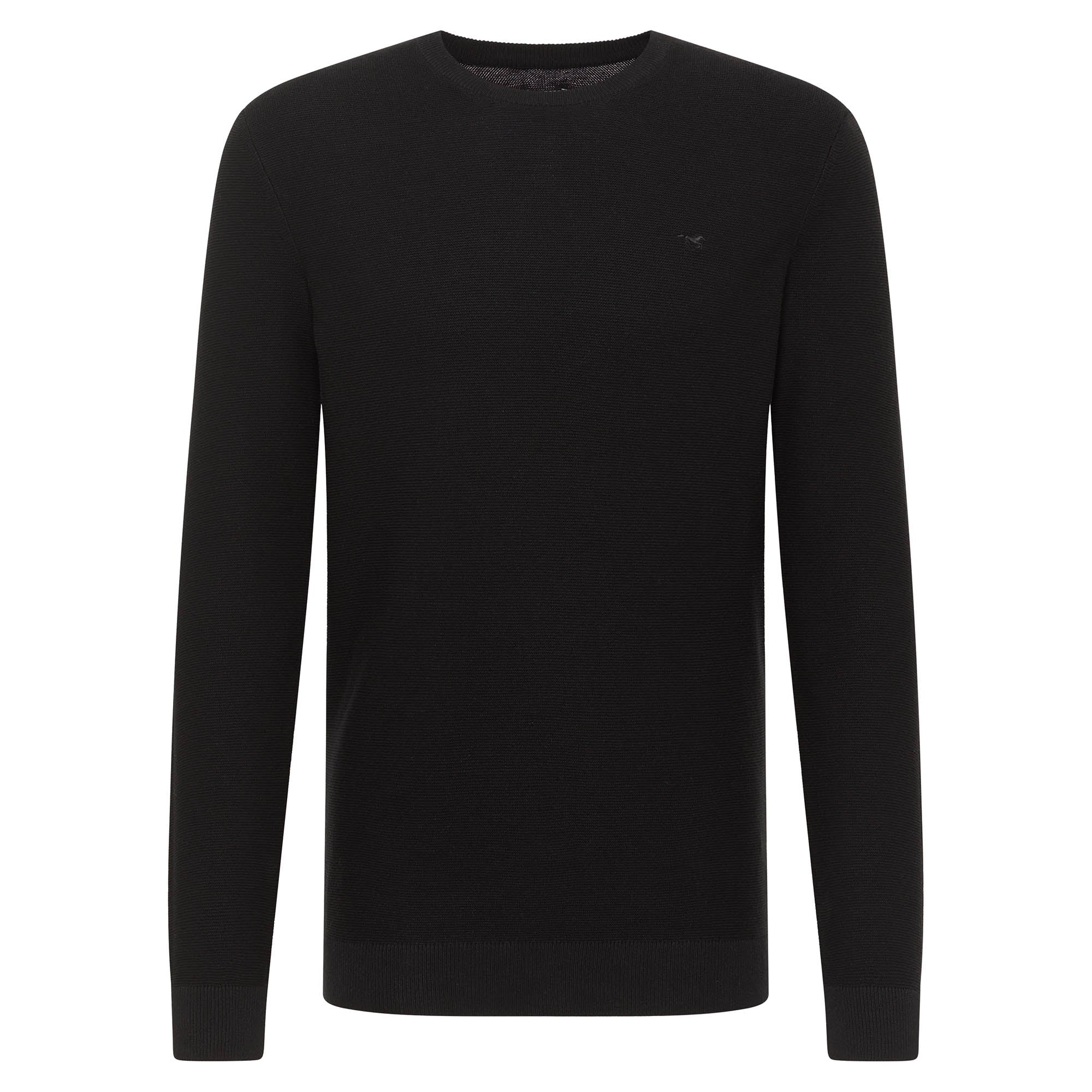 MUSTANG Herren Strickpullover - Elliot, Flat Knit, Baumwolle, Rundhals, einfarbig