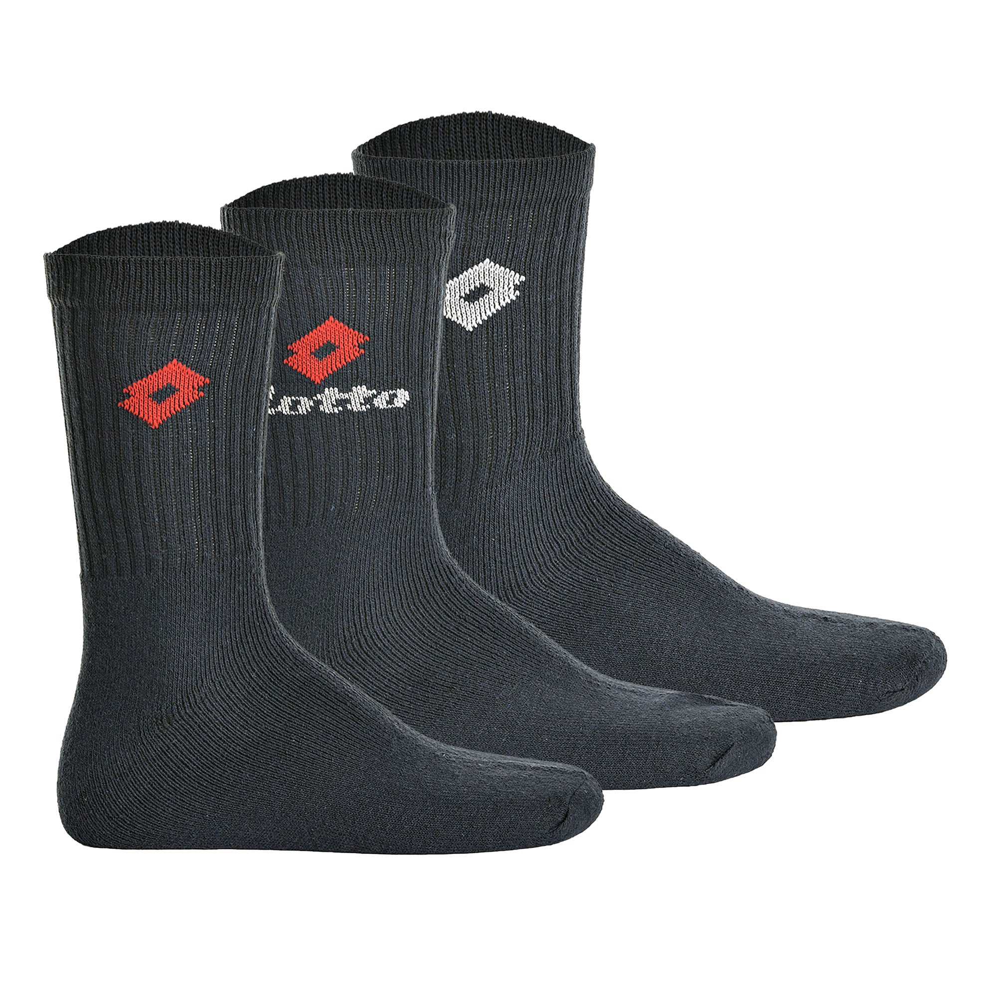 LOTTO 3 Paar Tennis Socken Unisex, Frottee-Sportsocken, Einfarbig