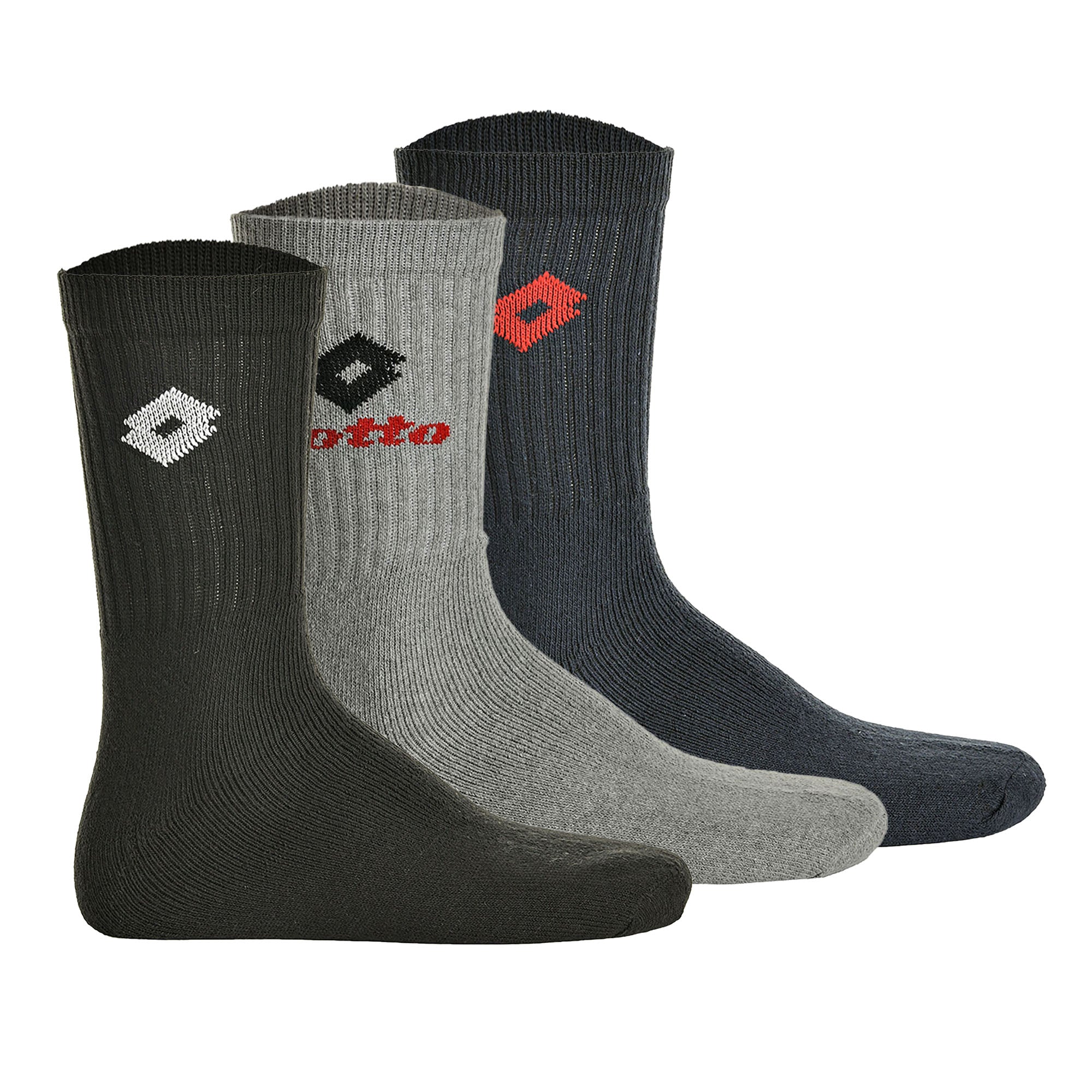 LOTTO 3 Paar Tennis Socken Unisex, Frottee-Sportsocken, Einfarbig