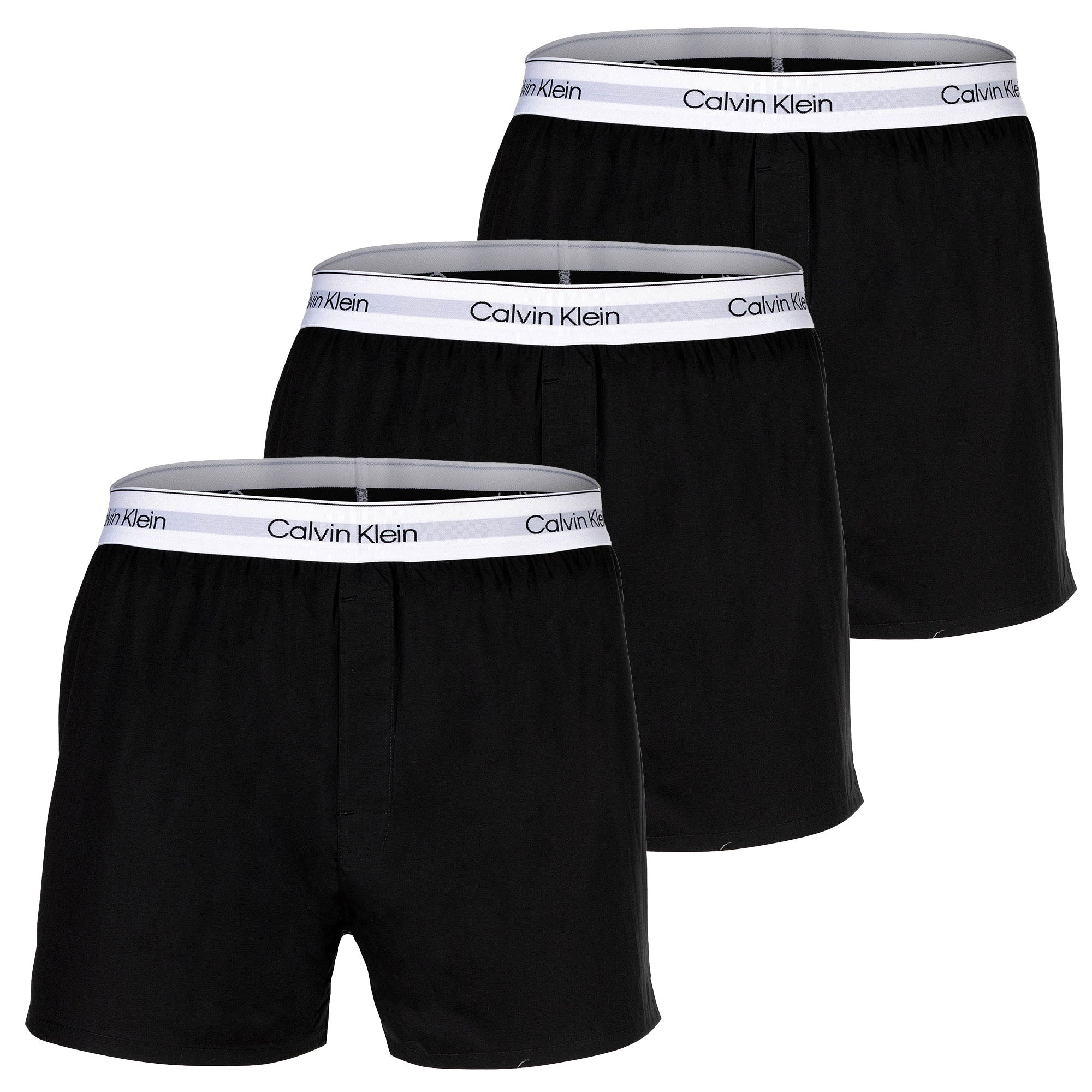 Calvin Klein Herren Web-Boxershorts, 3er Pack - Woven Boxers, Boxer Slim, Icon Stretch, Logobund
