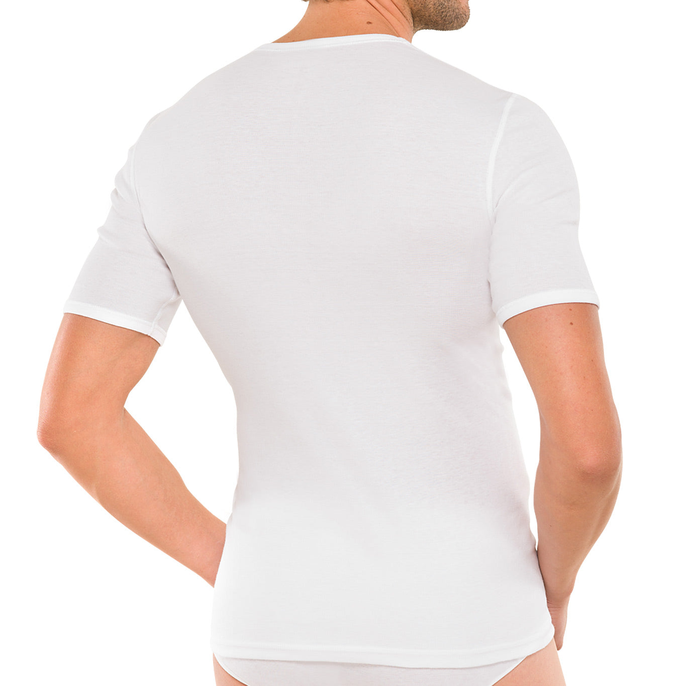 SCHIESSER Herren Unterhemden 3-Pack - 1/2 Arm, Cotton Essentials, Feinripp, Weiß