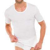 SCHIESSER Herren Unterhemden 3-Pack - 1/2 Arm, Cotton Essentials, Feinripp, Weiß