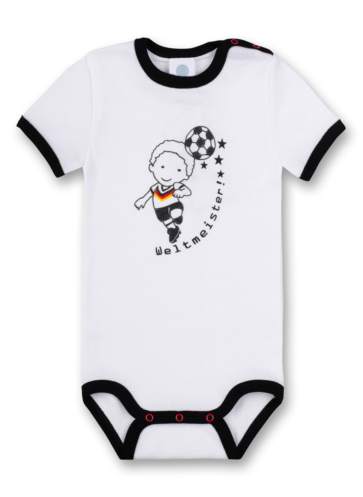Sanetta Baby Body, Kurzarm, Strampler mit Aufdruck "Weltmeister"
