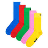 Happy Socks Unisex Socks, 5-pack - Solid Socks, Cotton Blend, Solid Color