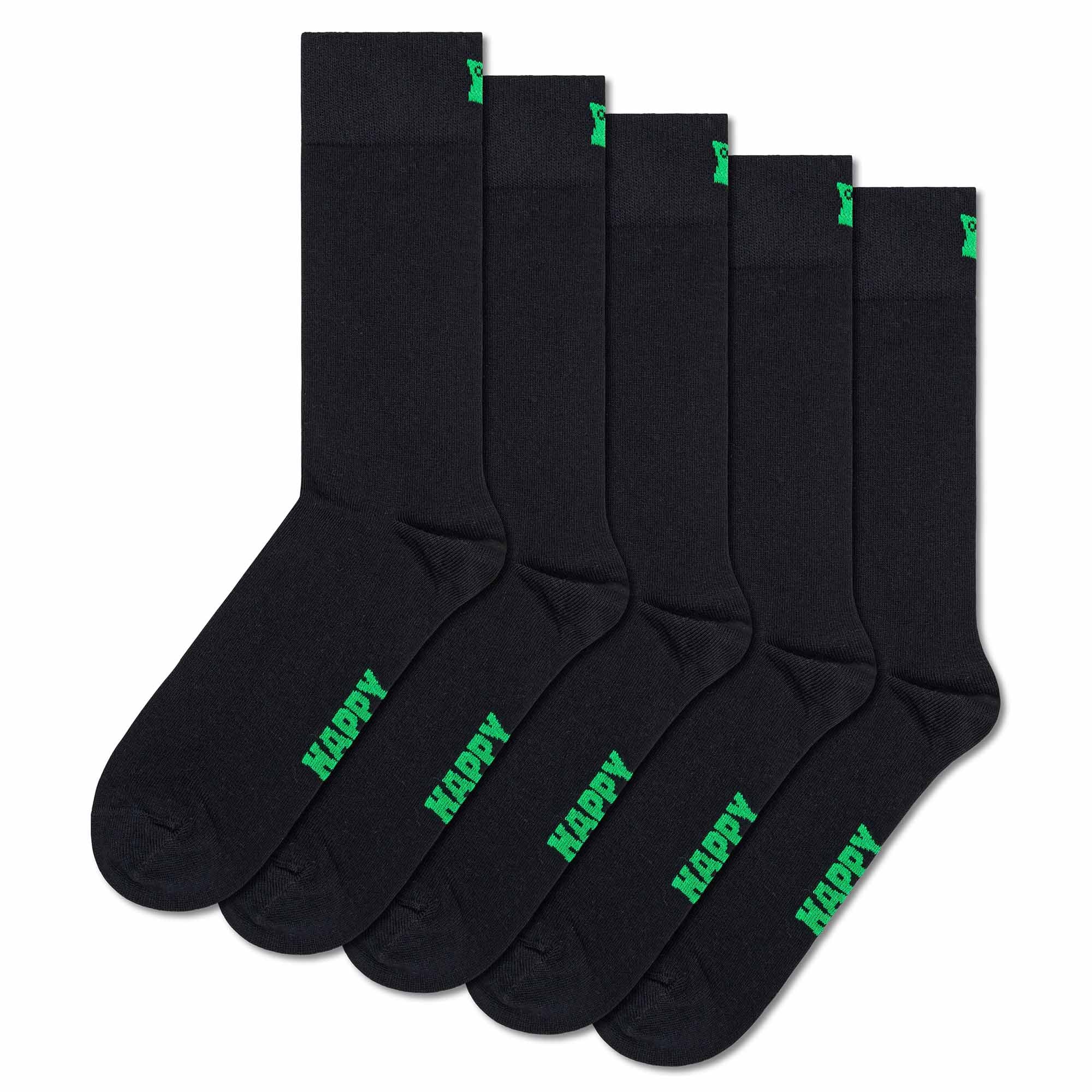 Happy Socks Unisex Socken, 5er Pack - Solid Socks, Baumwollmischung, einfarbig