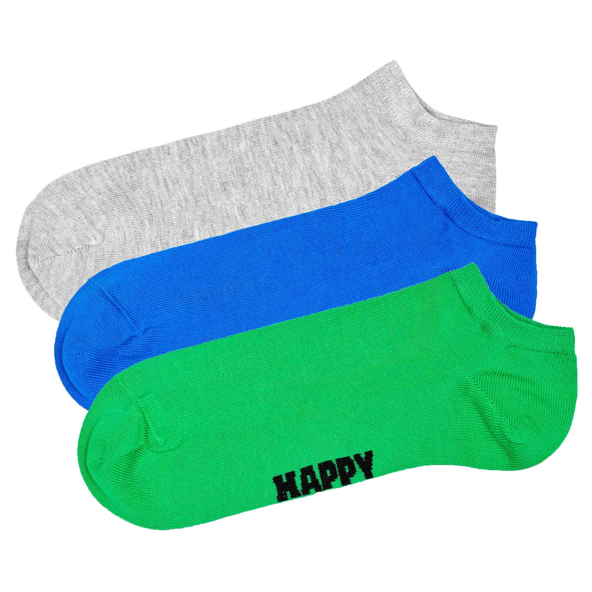 Happy Socks Unisex Sneaker-Socken, 3er Pack - Solid Socks Low, Baumwollmischung, einfarbig