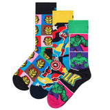 Happy Socks Unisex Socken, 3er Pack - Marvel Avengers, Motivsocken, Baumwollmischung, Geschenkbox
