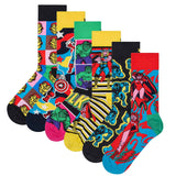 Happy Socks Unisex Socken, 6er Pack - Marvel Avengers, Motivsocken, Baumwollmischung, Geschenkbox