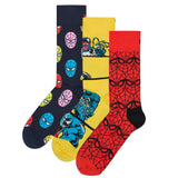 Happy Socks Unisex Socken, 3er Pack - Marvel Avengers, Motivsocken, Baumwollmischung, Geschenkbox