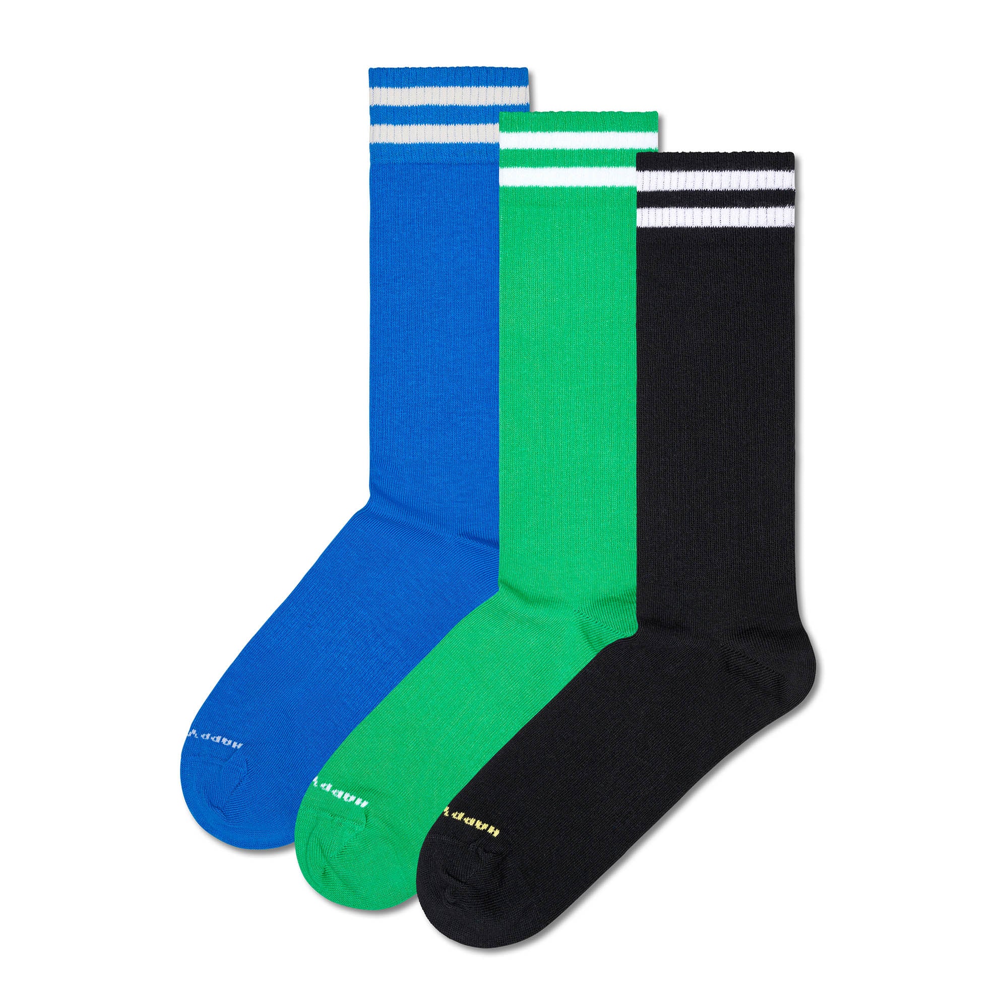Happy Socks Unisex Socken, 3er Pack - Solid Crew Socks, Baumwolle, Streifen, unifarben, Baumwollmischung