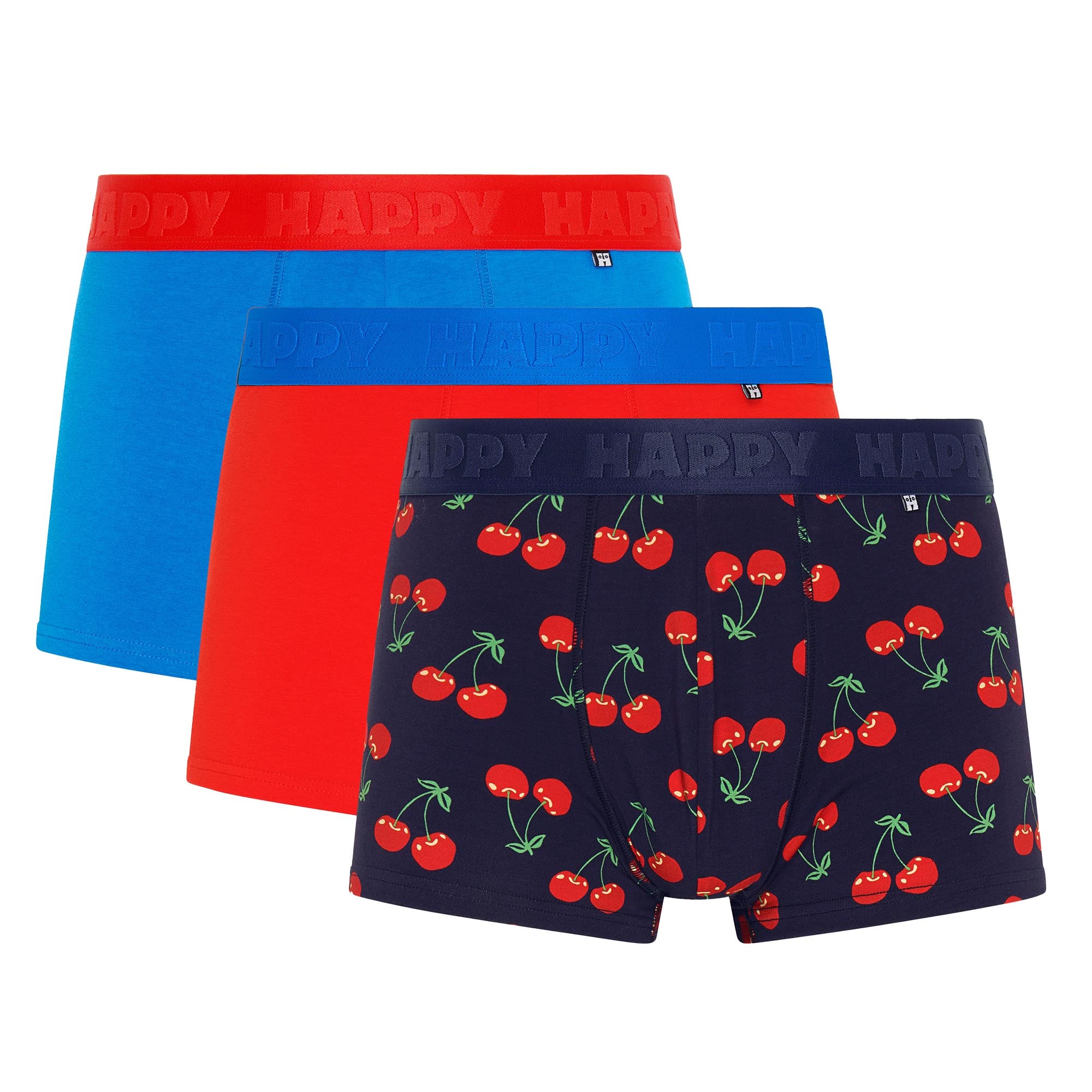 Happy Socks Herren Boxershorts, 3er Pack - Trunks, Cotton Stretch, uni/gemustert