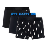 Happy Socks Herren Boxershorts, 3er Pack - Trunks, Cotton Stretch, uni/gemustert