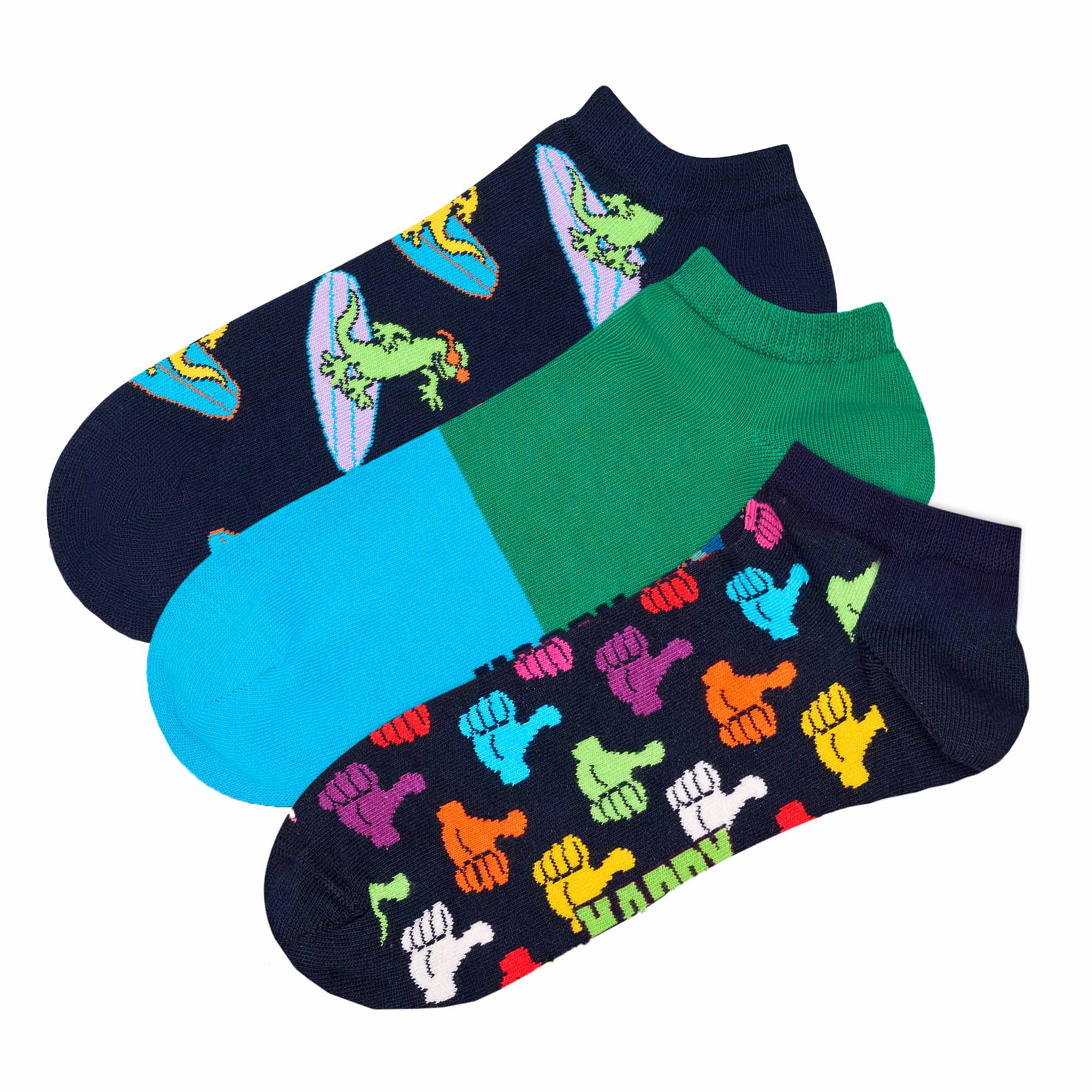 Happy Socks Unisex Sneaker-Socken, 3er Pack - Low Socks, Muster, Farbmix