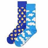 Happy Socks Unisex Socken, 2er Pack - Classic Crew, Organic Cotton, Farbmix