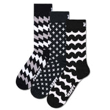 Happy Socks Unisex Socken, 3er Pack - Classic, Muster, Baumwollmischung, gemischte Farben