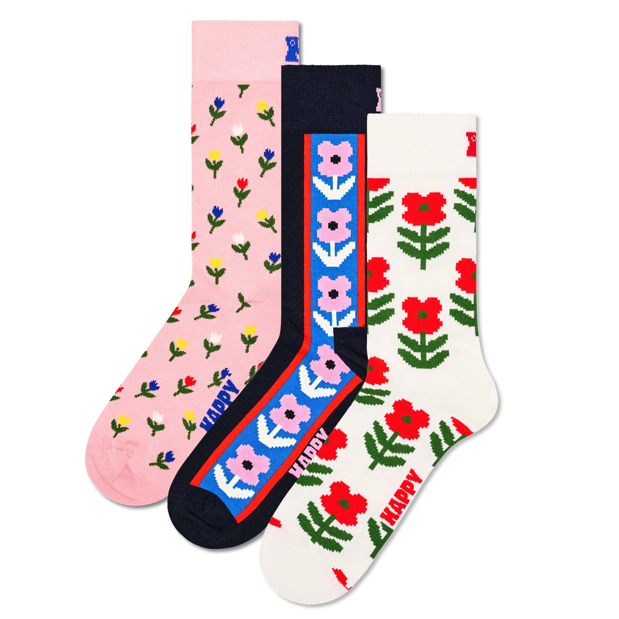 Happy Socks Unisex Socks, 3-Pack - Classic, Pattern, Cotton Blend, Mixed Colors