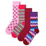Happy Socks Unisex Socken, 4er Pack - Graphic Socks, Geschenkbox, Streifen, Baumwollmischung