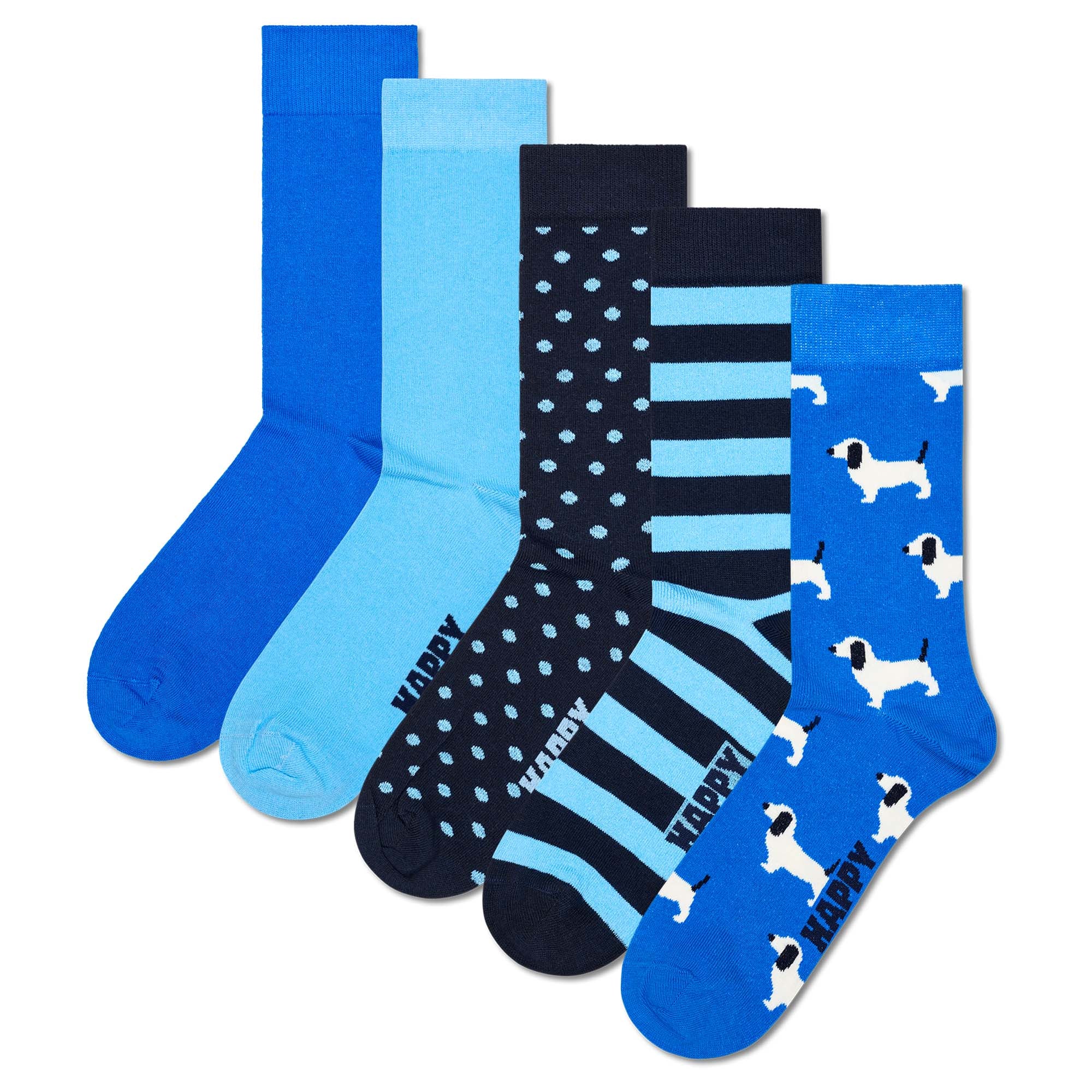 Happy Socks Unisex Socken, 5er Pack - Everyday Crew 5-Pack, Motivsocken, Baumwoll-Mix