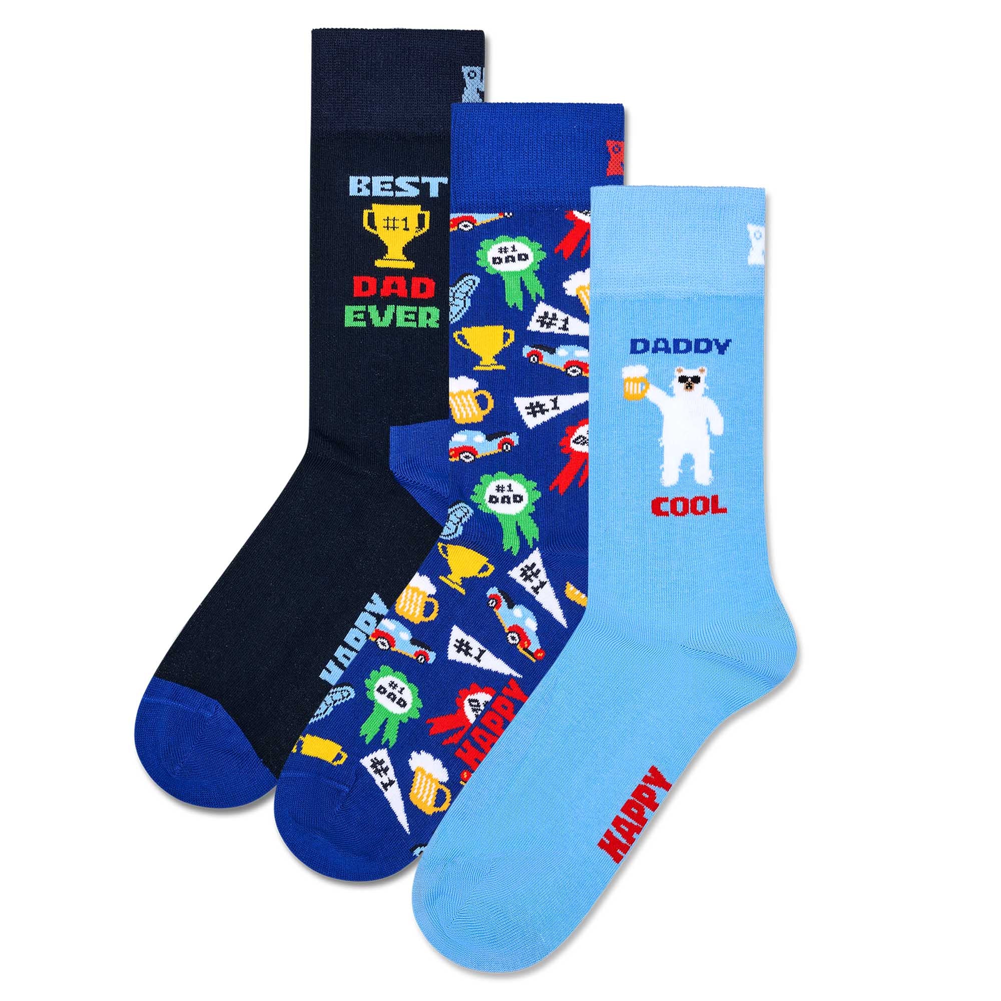 Happy Socks Men's Socks, 3 Pack - Father's Day, Gift Box, Mixed Colours