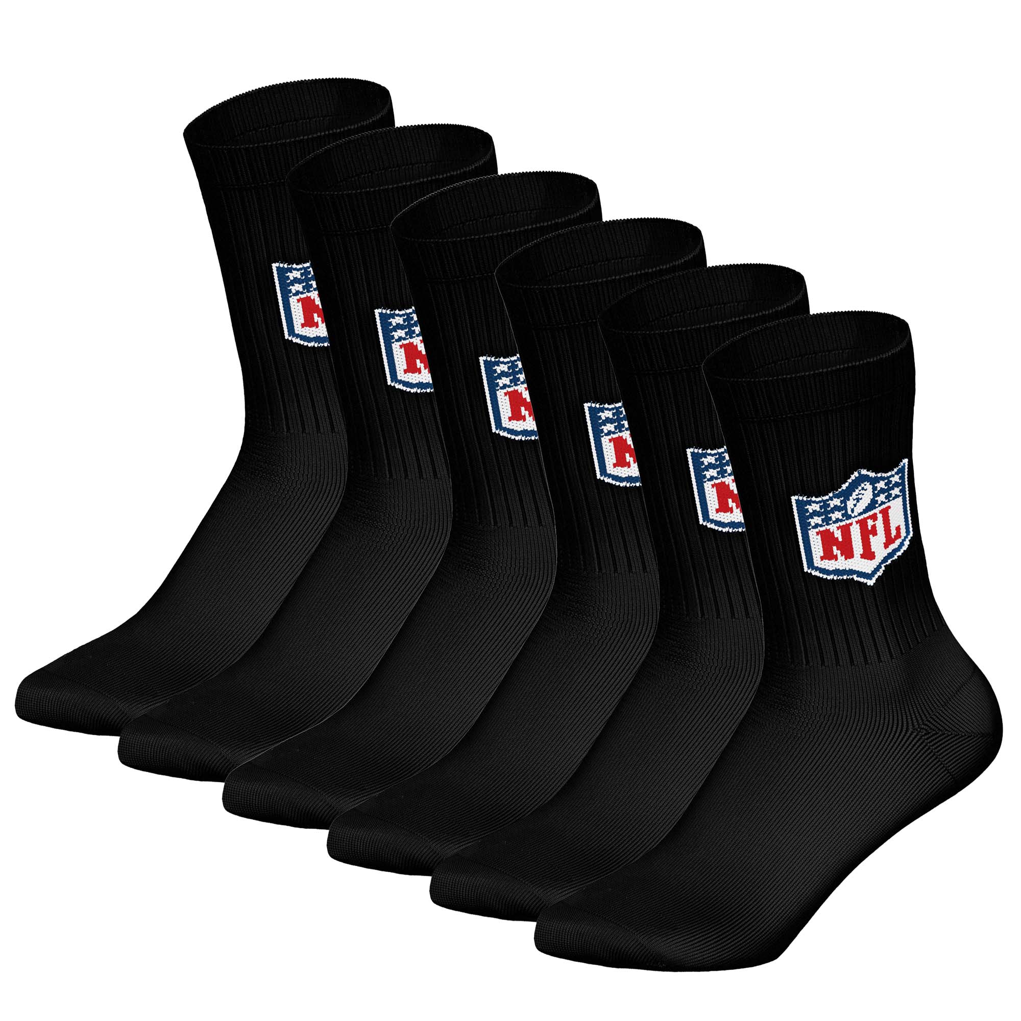 NFL Unisex Socken, 6er Pack - NFL Shield Crew Socks, Logo, Baumwollmischung
