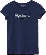 Pepe Jeans Mädchen T-Shirt - HANA GLITTER, Baumwolle, Rundhals, Kurzarm, Glitzer, Logo, einfarbig