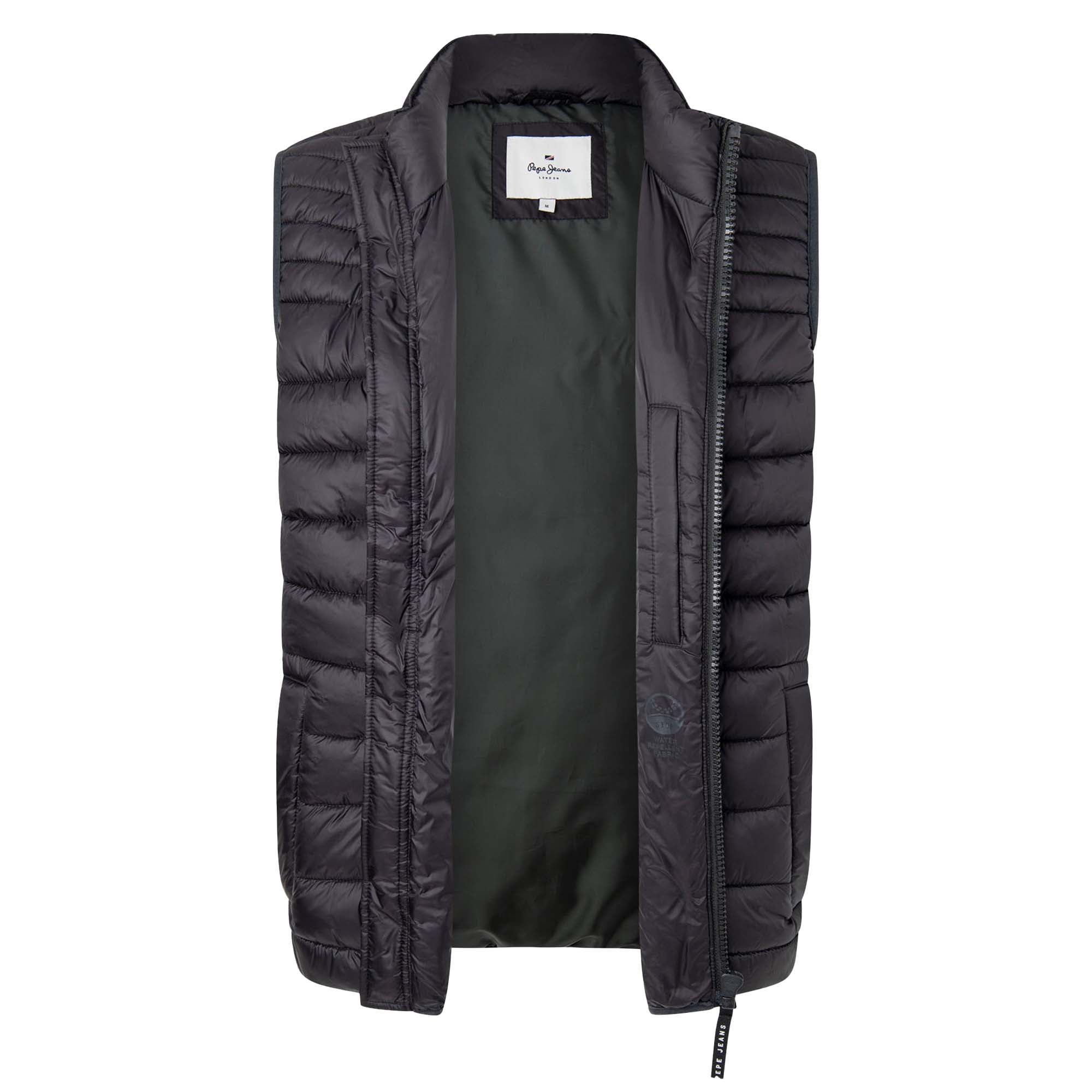 Pepe Jeans men's quilted waistcoat - BALLE GILLET, nylon, stand-up collar, pockets, solid colour