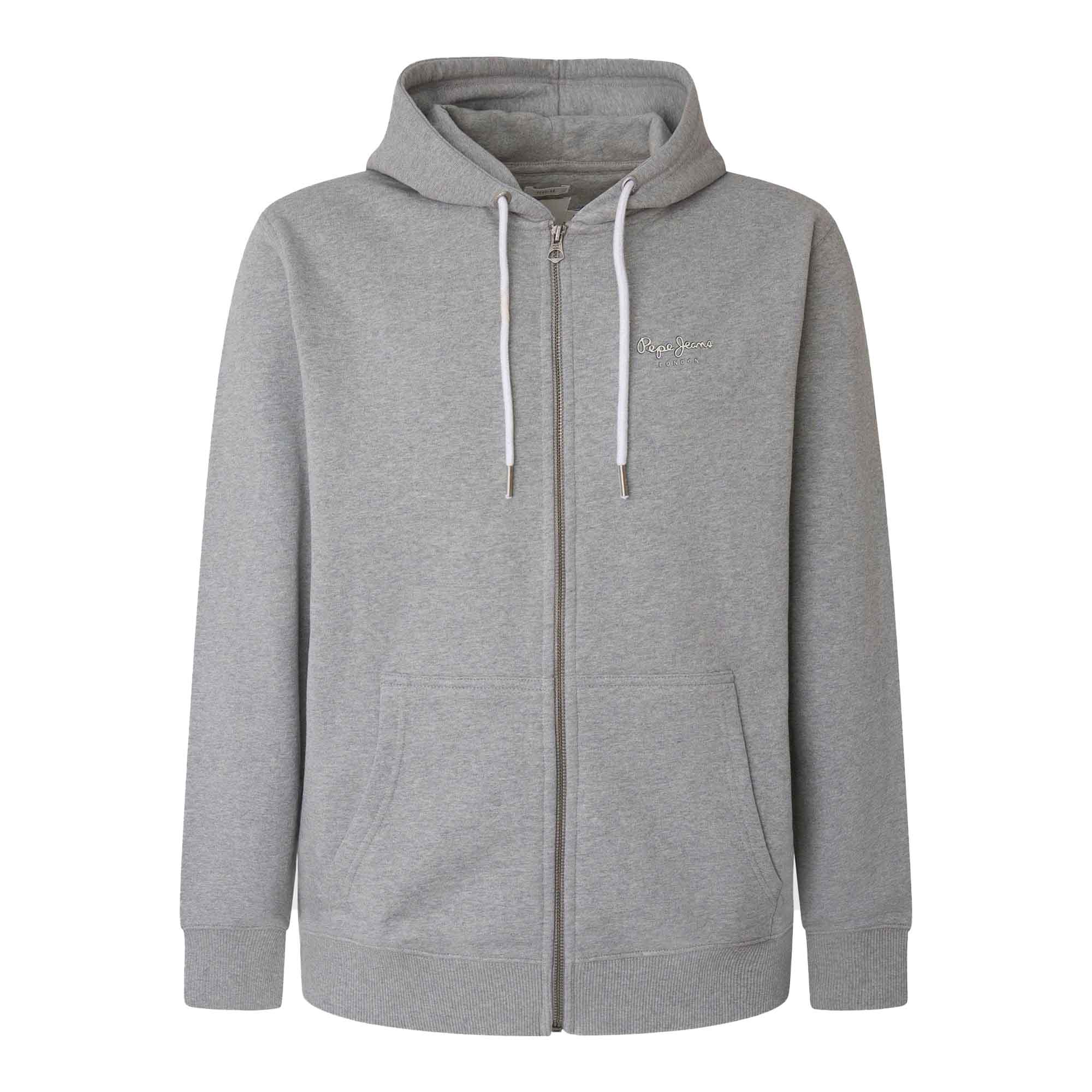 Pepe Jeans Men's Zipper Sweat Jacket - EDWARD ZIP, Jacket, Cotton, Zipper, Logo, Hood, solid color
