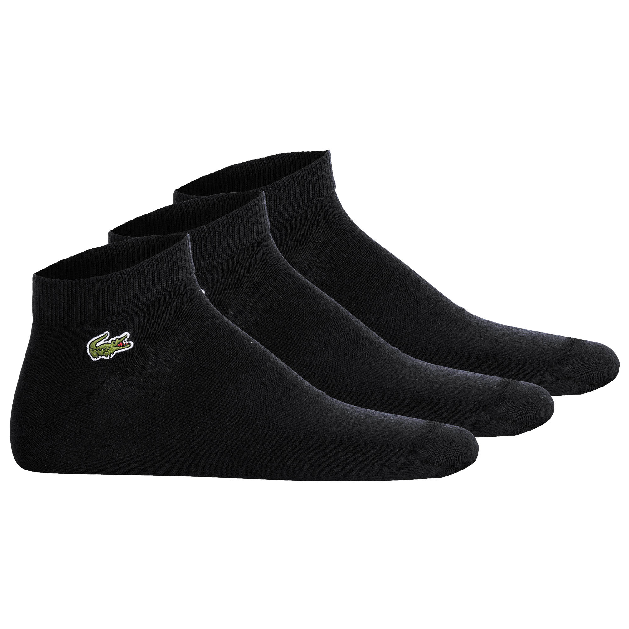 LACOSTE unisex sneaker socks, 3-pack - cotton blend, solid colour, logo