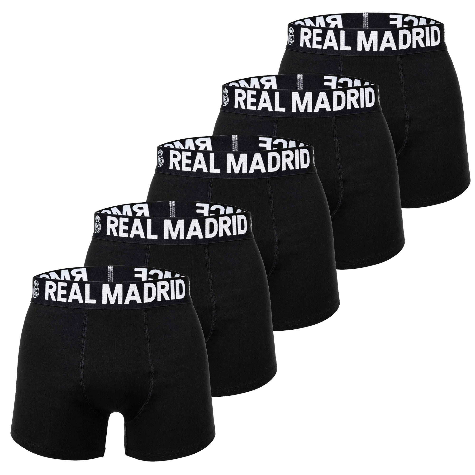 Real Madrid Herren Boxershorts, 5er Pack - Boxer Briefs, Baumwollmischung, Logobund, einfarbig