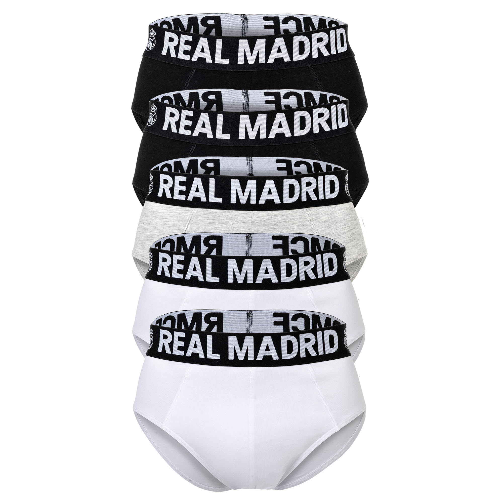 Real Madrid Herren Slips, 5er Pack - Briefs, Baumwollmischung, Logobund, einfarbig