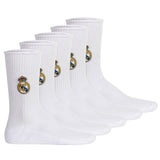 Real Madrid Unisex Socken, 5er Pack - Tennis Embroidery Socks, Emblem-Logo gestickt, Baumwollmischung, einfarbig