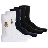 Real Madrid Unisex Socken, 5er Pack - Tennis Embroidery Socks, Emblem-Logo gestickt, Baumwollmischung, einfarbig