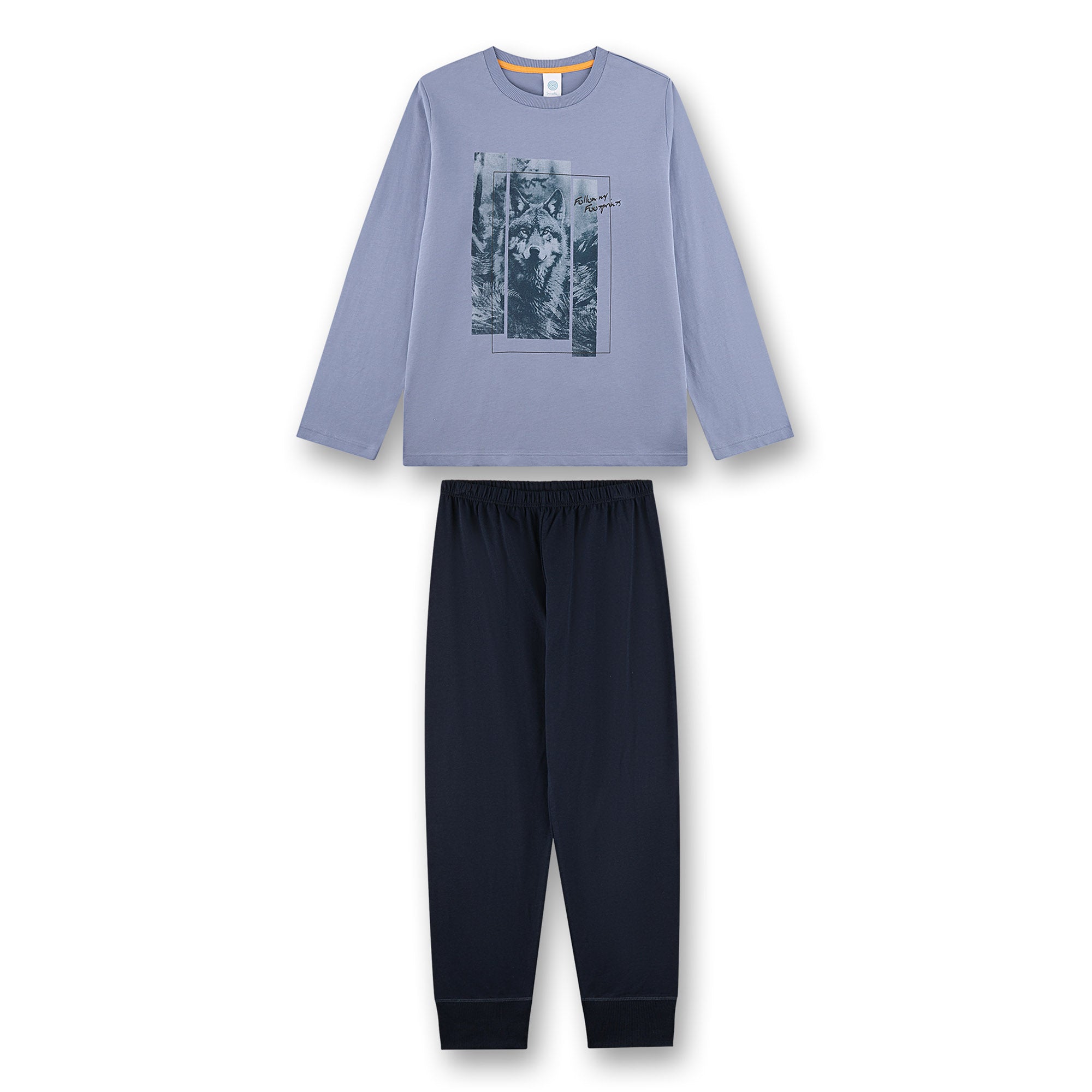 Sanetta Jungen Schlafanzug, lang - Teens, Wolf-Print, Single Jersey, Baumwolle