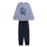 Sanetta Jungen Schlafanzug, lang - Teens, Wolf-Print, Single Jersey, Baumwolle