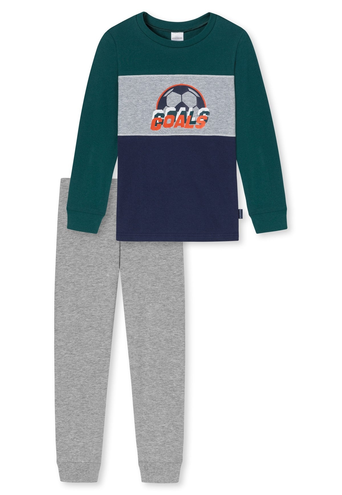 SCHIESSER Jungen Schlafanzug Set 2-tlg, lang. - Fußball, Kinder, Bio-Baumwolle