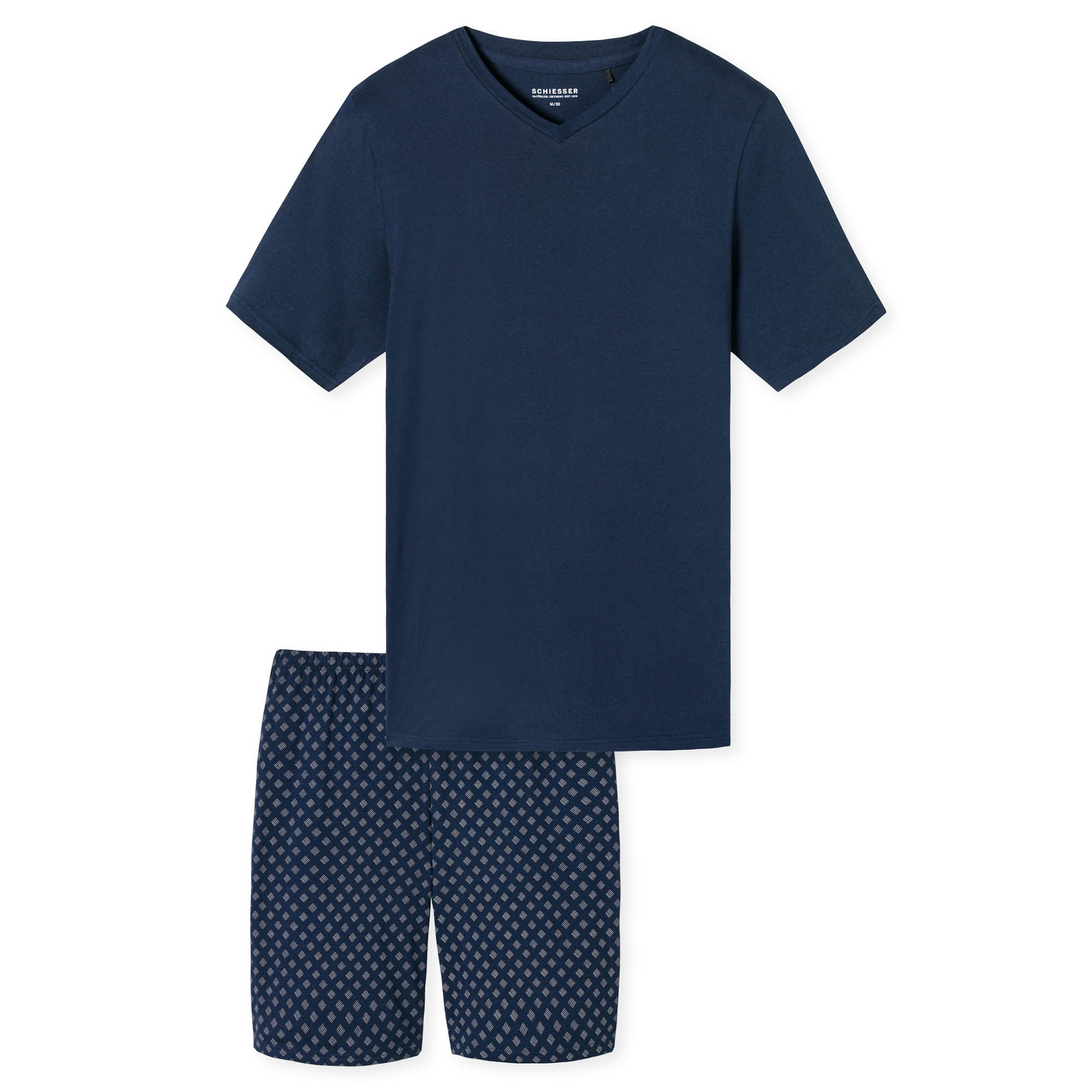 SCHIESSER Herren Schlafanzug, kurz - Casual Essentials, V-Ausschnitt, Baumwolle