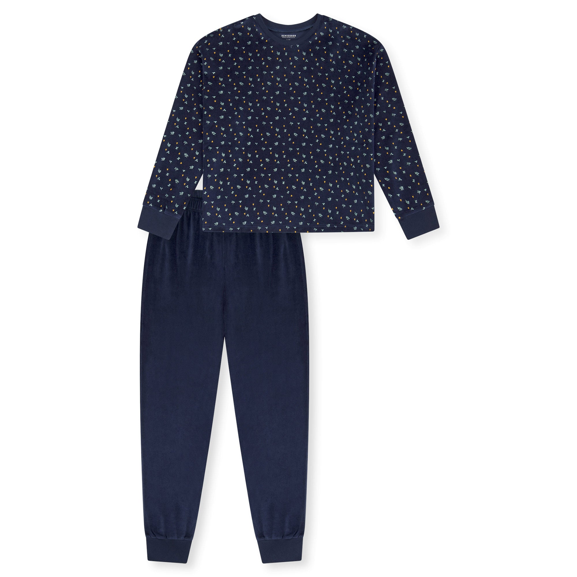 SCHIESSER Mädchen Schlafanzug, lang - Teens, Velour, Pyjama Set