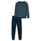 UNCOVER by SCHIESSER Herren Schlafanzug, lang - Bündchen, gestreift, Single Jersey