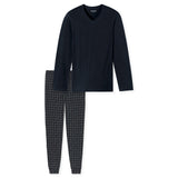 SCHIESSER Herren Schlafanzug, lang - Casual Essentials, Single Jersey, Baumwolle, V-Ausschnitt