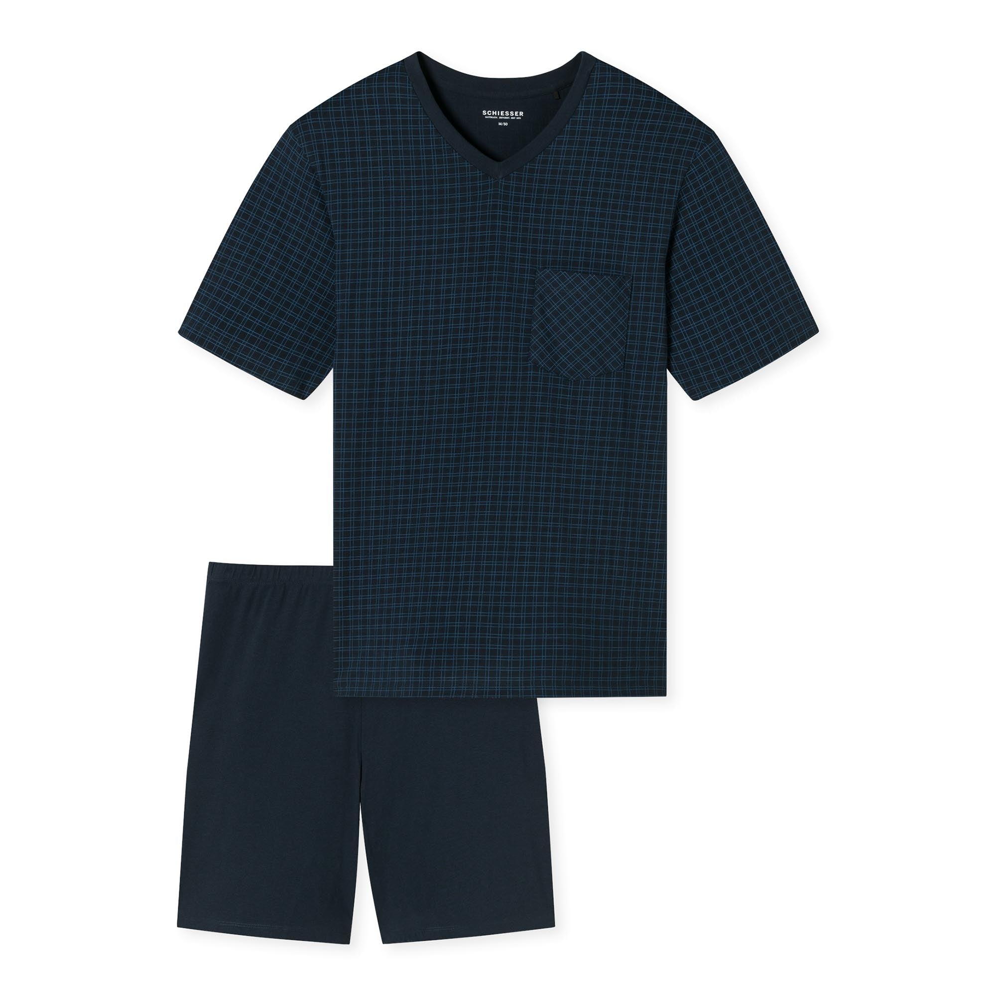 SCHIESSER men's pyjamas - short, V-neck, cotton