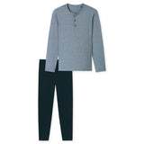 SCHIESSER Herren Schlafanzug, lang - Casual Essentials, Baumwolle, Knopfleiste