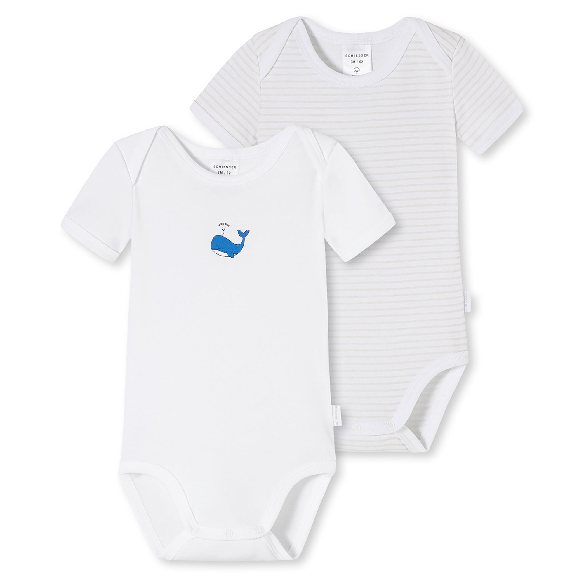 SCHIESSER Baby Body, 2er Pack - Kurzarm, Strampler, Print/Ringel, Doppelpack