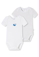 SCHIESSER Baby Body, 2er Pack - Kurzarm, Strampler, Print/Ringel, Doppelpack