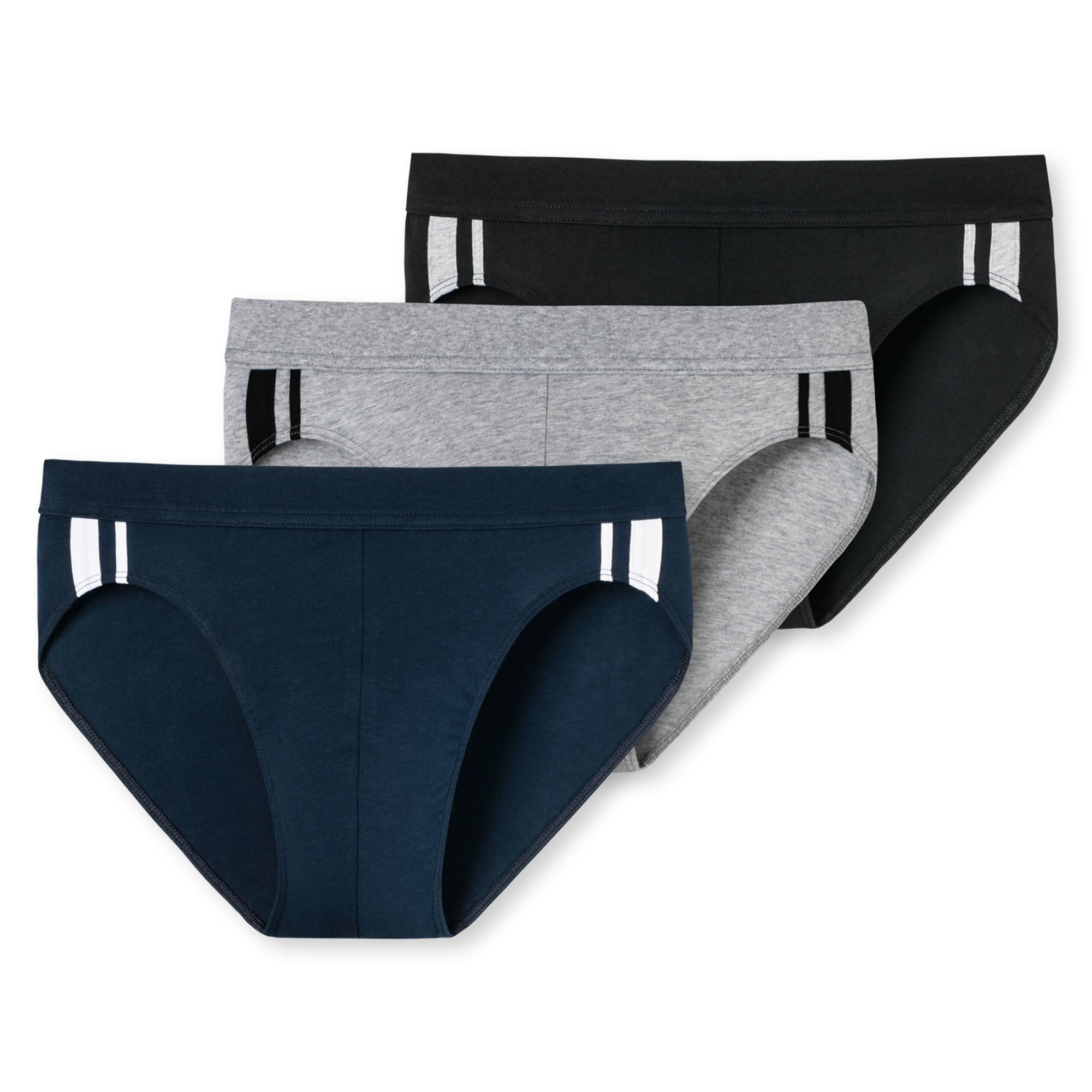 SCHIESSER Herren Slip 3er Pack - Rio Slip 95/5, Cotton Stretch, Seitenstreifen