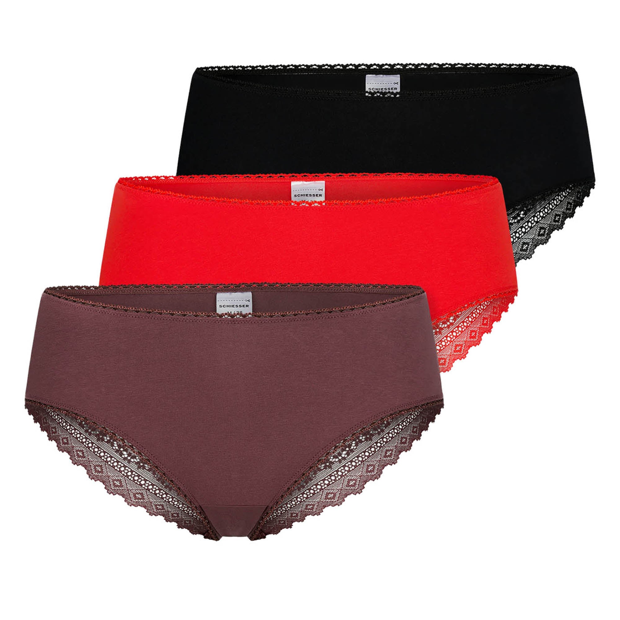 SCHIESSER Damen Brazilian-Slips, 3er Pack - 3Pack Brazilian, Stretch Cotton, uni