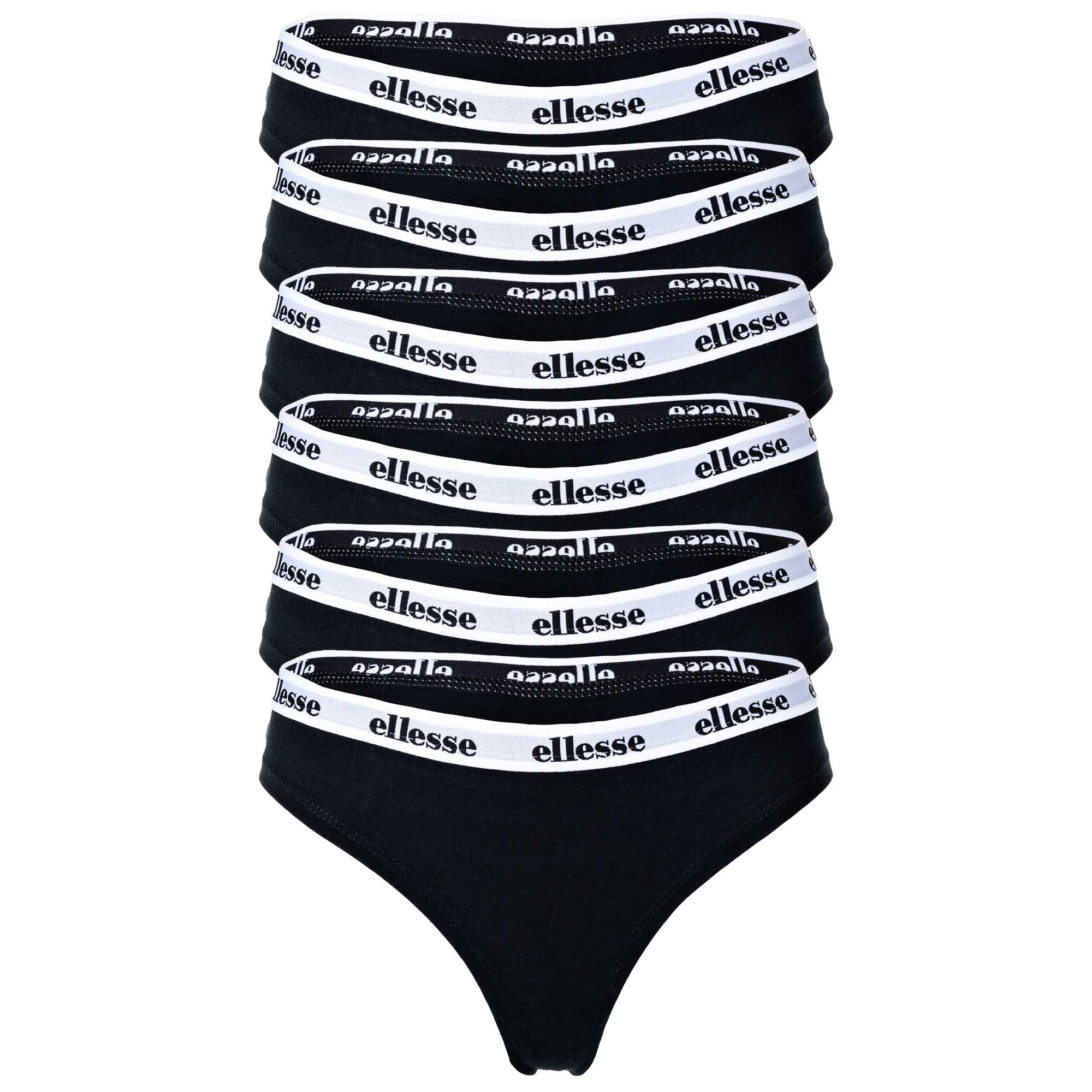 ellesse Ladies Thongs, 6 Pack - HILLAR, Underwear, Cotton Stretch, Logo Waistband